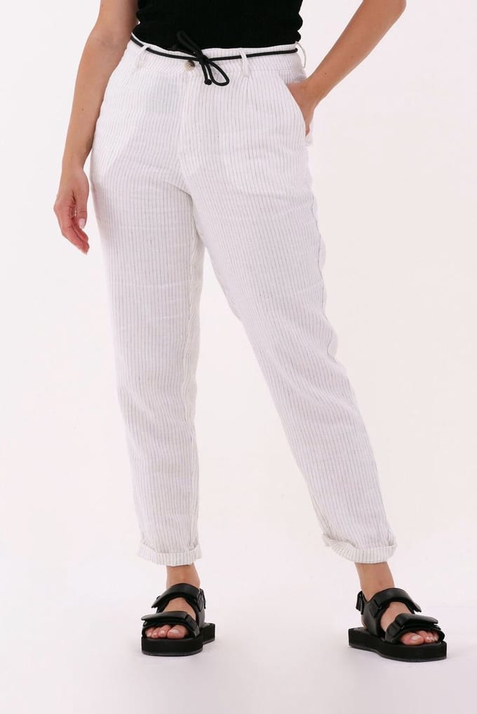 10DAYS Striped Pants Broeken Dames - Creme - Maat S