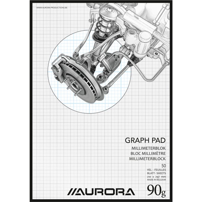 Aurora Millimeterpapier - A4 - 210x297mm - Blauw geruit - 90g - 50 vellen