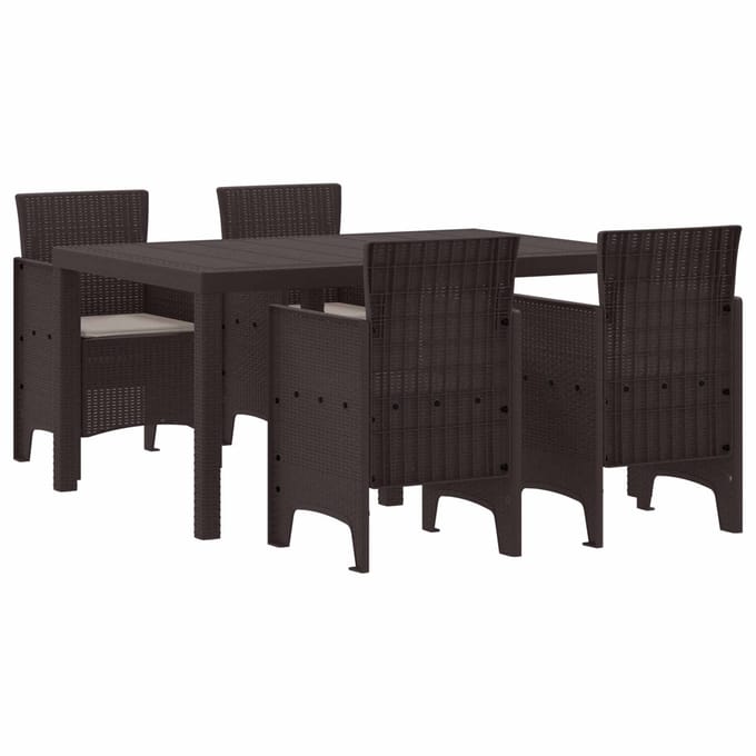 vidaXL - Tuin - Eettafel - Set - 5 - st - Bruin - Polt - riet