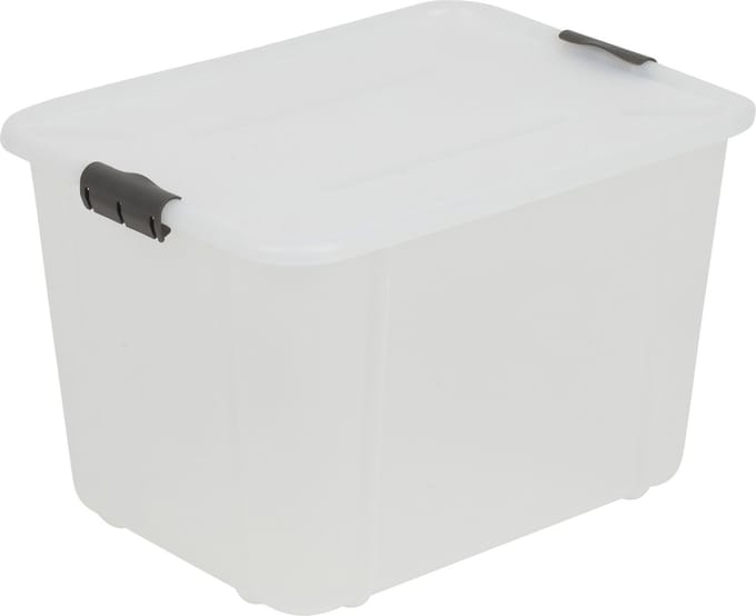 BranQ Velur - Opslagcontainer met deksel 30L - Opberger - transparant