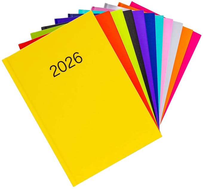 A5 Dagboek 2026 met Weekoverzicht en Jaarplanner - Geel Hardcover