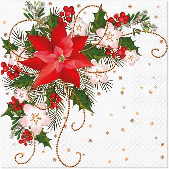 Lunch servetten Poinsettia Composition - PAW Decor - 33x33 cm