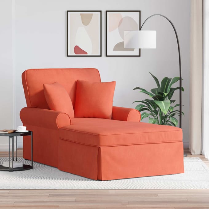 vidaXL - Chaise - Lounge - met - Rok - 3 - st - Rood - Oranje - Corduroy - stof
