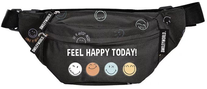 Smiley Heuptasje Feel Happy - 27 x 11 x 7 cm - Polyester