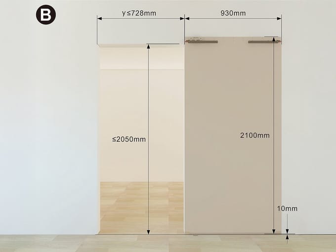 Vente-unique Schuifdeur in hout en MDF met onzichtbare rails - Licht eiken - 93 x 210 cm - BOCAZI