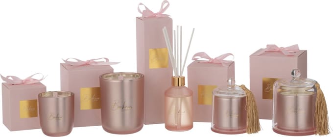 J-Line geurstokjes Bonheur - Sapphire Amber Tea - roze - 200ml