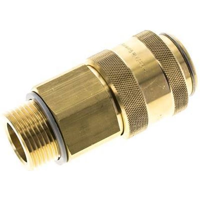 Messing DN 19 Luchtkoppeling Snelkoppeling G 1 inch Buitendraad Double Shut-Off - CLS19-M-B-SV-100