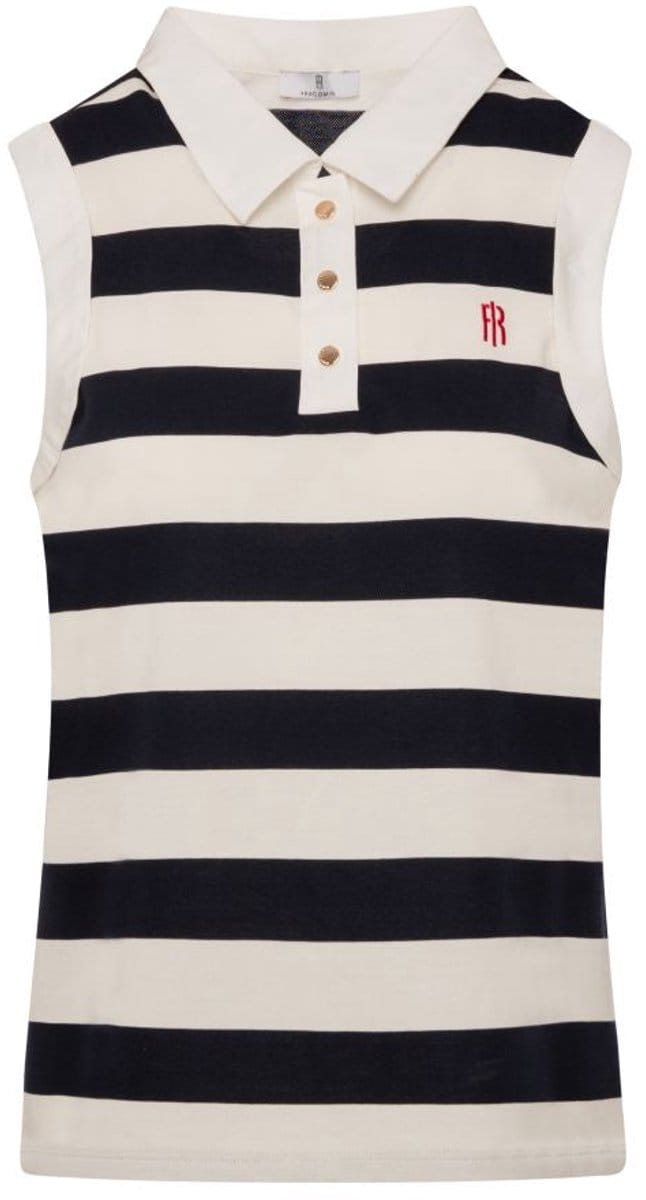 vrouwen gestreept polo creme-donkerblauw