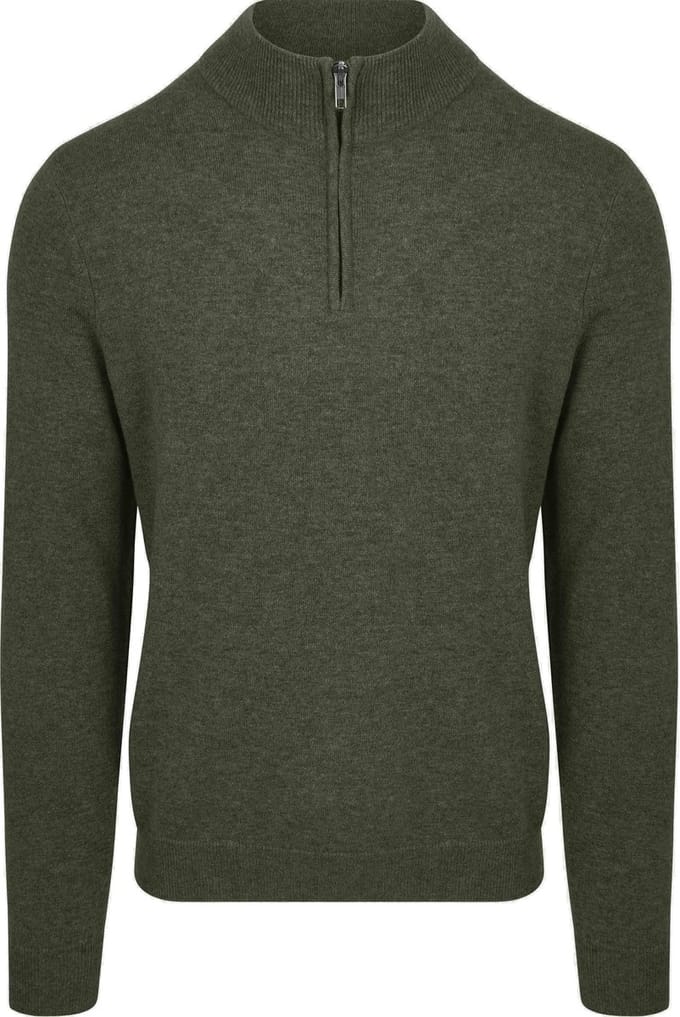 Steppin' Out Half Zip Trui Merinowol Olijfgroen - Maat 3XL - Heren - Pullovers