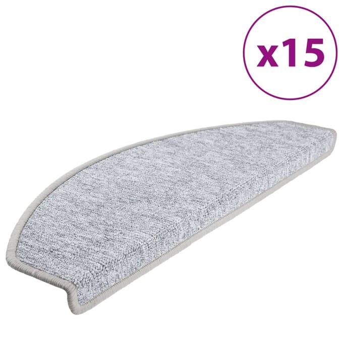 vidaXL - Trapmatten - 15 - st - 65 - x - 24 - x - 4 - cm - Lichtgrijs - Naaldvilt - - - 100% - PP