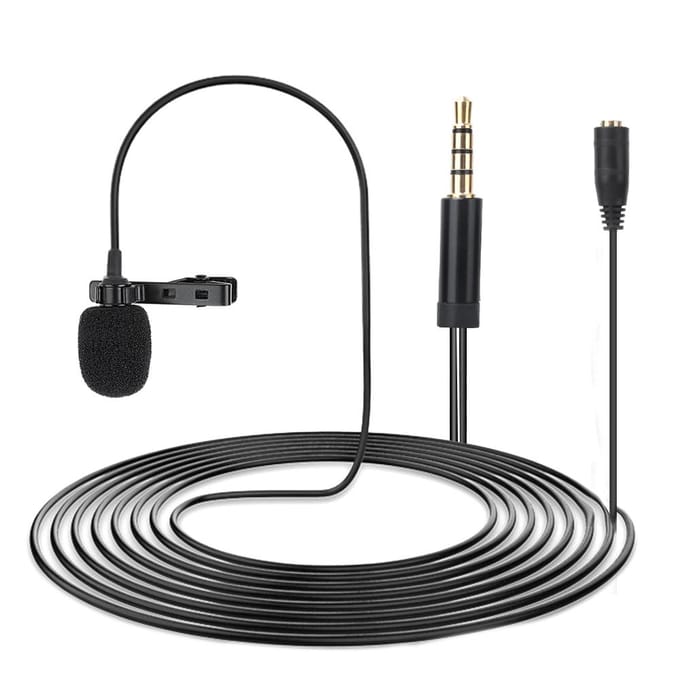 Microphone-cravate à double revers 1,5 m, prise 3,5 mm pour ordinateurs, caméras, téléphones