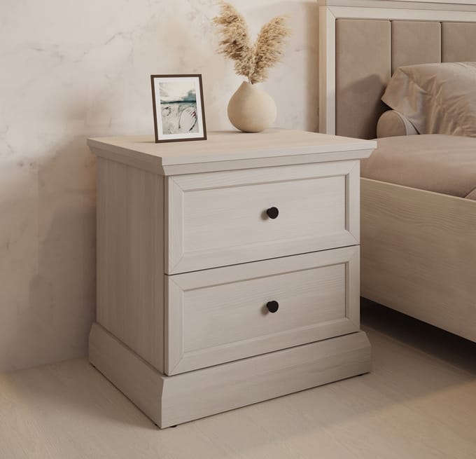 Meubella - Nachtkastje Leroy - Wit eiken - 52 cm