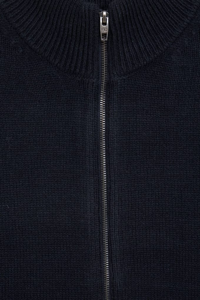French Connection Zip Thru (v2) Solid Marine Maat: S | Cardigans Outlet | Dames | Blauw