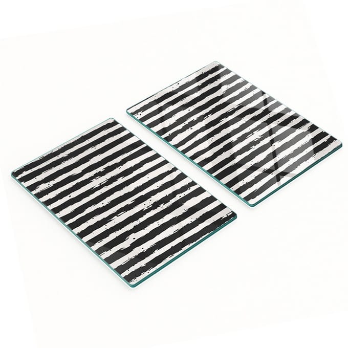 Set van gehard glazen snijplanken met een gestreept patroon, 2x40x52 cm