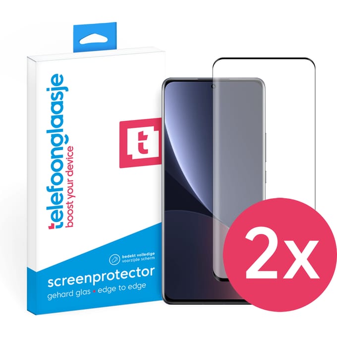 DuoPack: Xiaomi 12 screenprotector gehard glas Edge to Edge