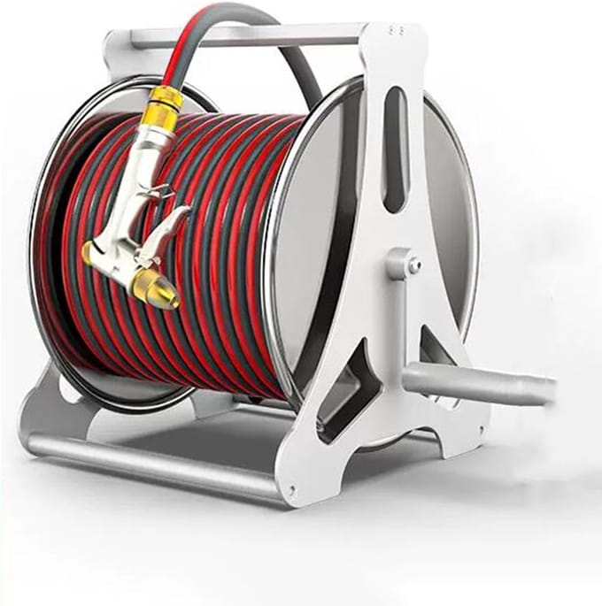 Tuinslanghaspel - Slanghouder - Buiten water geven - Draagbaar wandmodel - 30 meter - Rood