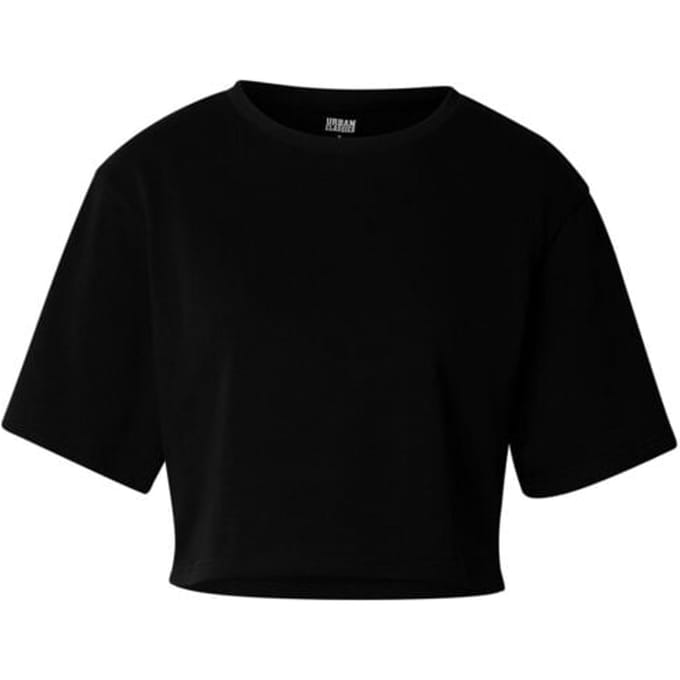 Urban Classics Ladies Light Terry Cropped Tee Dames T-shirt - zwart - M