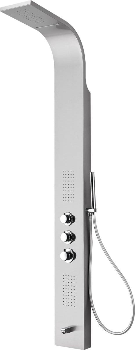 Douchepaneel Amaro 160x20x7cm RVS Thermostaatkraan Regendouche Massagejets Onderuitloop