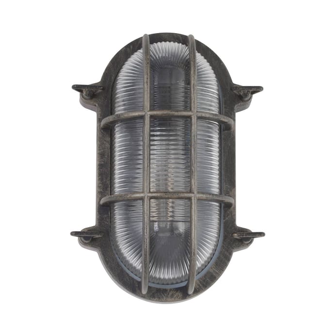 Searchlight Scheepslamp Porto ovaal, zwart-zilver
