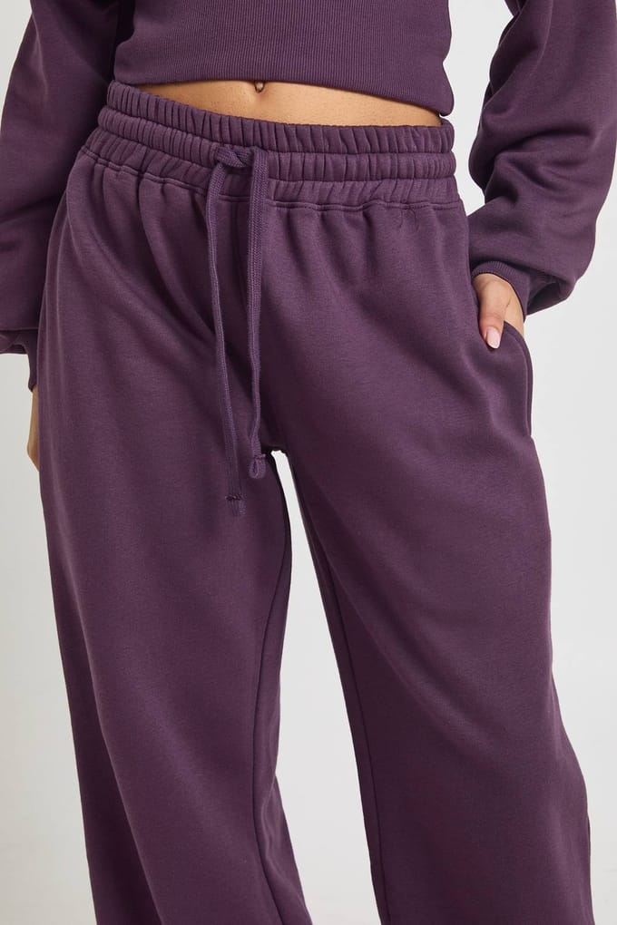 boohoo Dames Diep Zoom Henley Sweatshirt Trainingspak | Plum | Maat: Medium