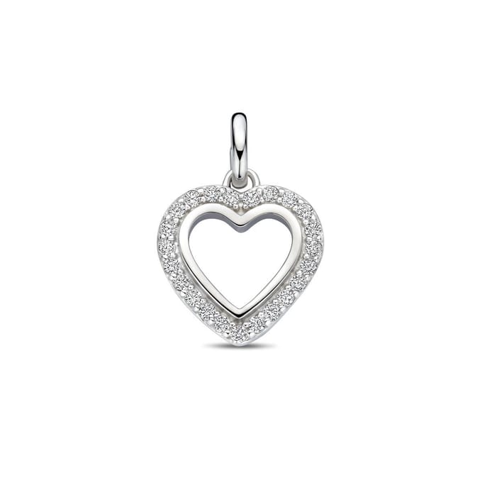 zilver gerhodineerd hanger hartje zirkonia 17,5 mm 1339761