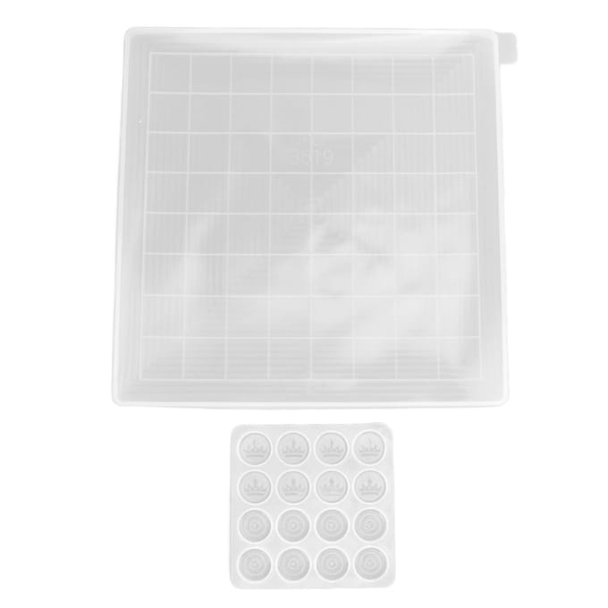 2 Stuks Schaakvormen Transparant DIY Epoxyhars Druppellijm Siliconen Gieten Dammen Bord Set white