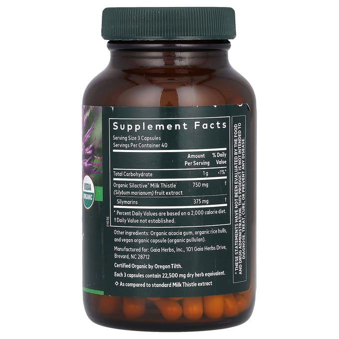 Gaia Herbs, Chardon-Marie, 120 Gélules Végétales