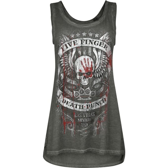 Five Finger Death Punch Top - No Regrets - S tot M - voor Vrouwen - grijs