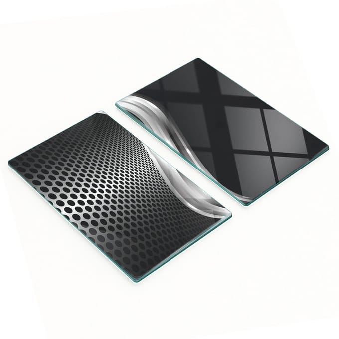 Keukenplanken van gehard glas met afbeeldingen, 2 stuks, met textuur, 2x30x52 cm