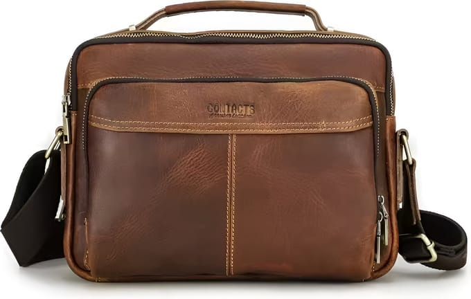 WoYoW® - Leren Heren Schoudertas - Vintage - Grote Capaciteit Handtassen - Koerierstas - Bruin