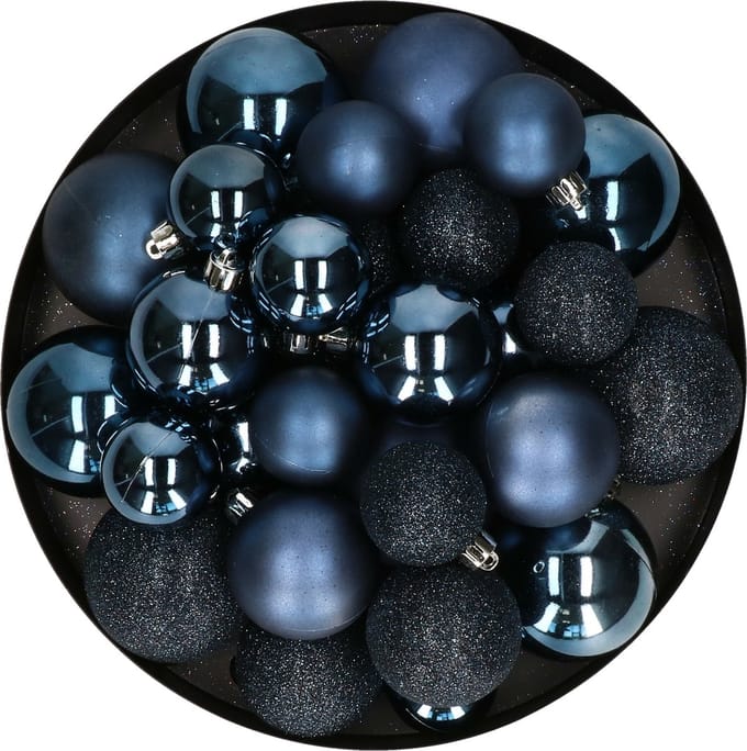 Decoris kerstballenset - 30 stuks - 4/5/6cm - kunststof