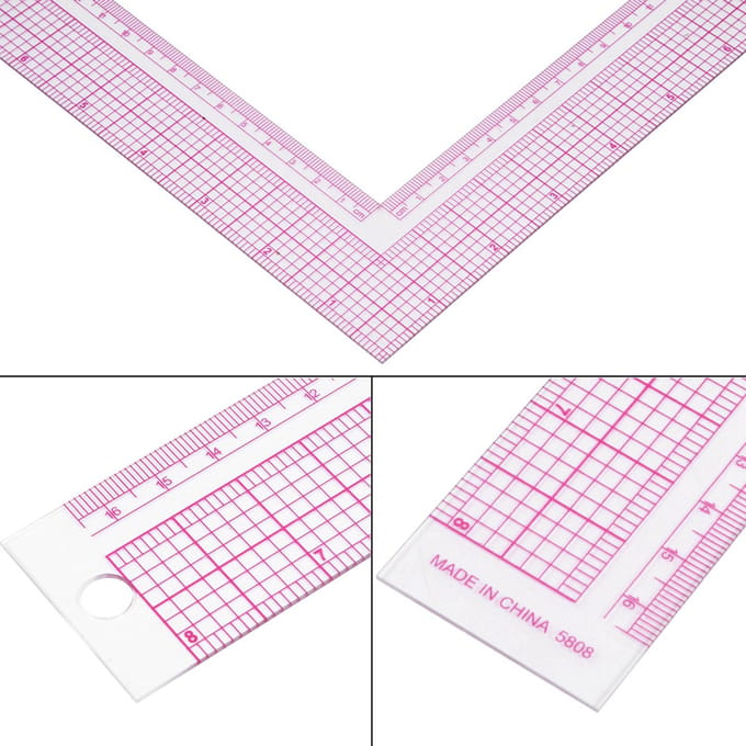 Kunststof L-vormige vierkante naai-meetliniaal, professioneel kleermakersgereedschap (5808) white