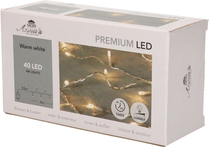 Anna's Collection Kerstverlichting - warm wit - 40 leds - 400 cm - met timer - kerstversiering