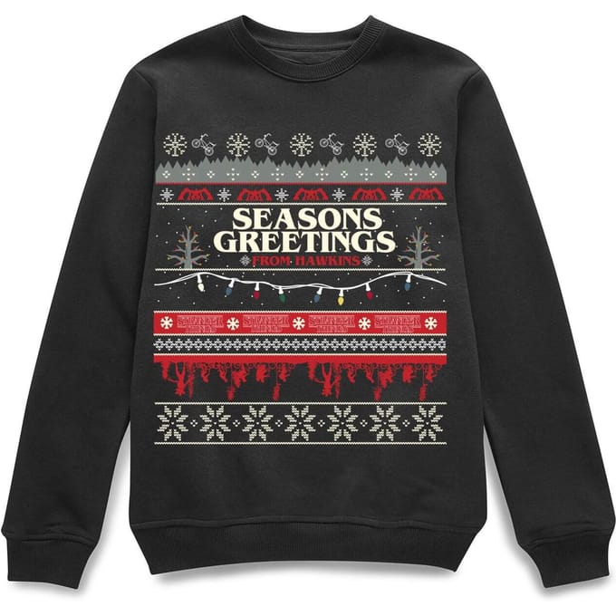 Stranger Things Hawkins Christmas Unisex Christmas Jumper - Black - M