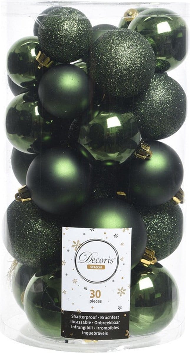 Decoris kerstballen - 60x st - donkergroen - 4-5-6 cm - kunststof - kerstversiering