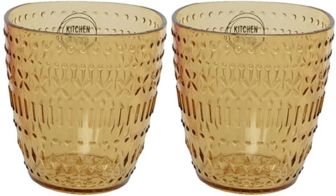 Set van 2x stuks kunststof bekers geel 200 ml