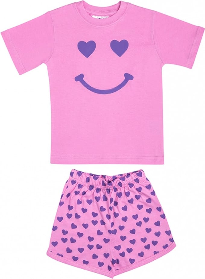 Fun2wear - Smiley Shortama - Fuchsia - maat 104