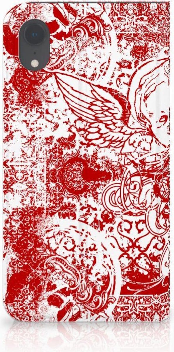 Mobiel BookCase Apple iPhone Xr Angel Skull Rood