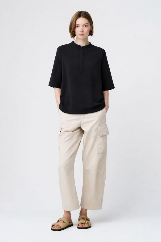 Damiana stretch technical jersey top | Black - Black / M