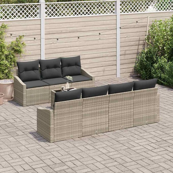 vidaXL - Bankstel - 8 - st - Lichtgrijs - en - Donkergrijs - poly - rattan