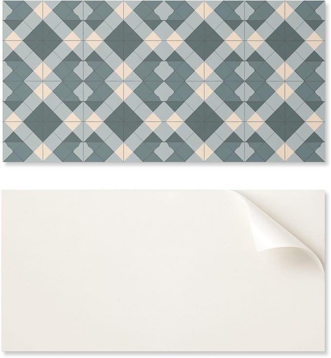 Zelfklevend vinylpaneel met print, 120x60 cm, geometrisch ruitpatroon.