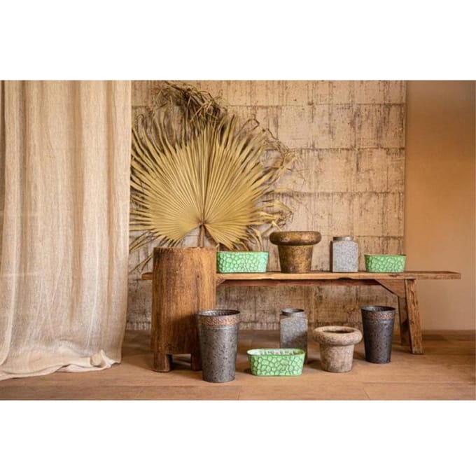 PTMD Dianne Ovale Bloempot - 33x16x12 cm - Set van 3 - Zink - Groen