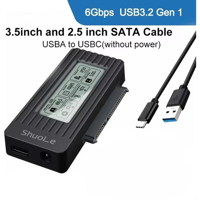 Convertisseur USB 3.2 vers SATA 2,5 3,5 Pouces SSD HDD Disque Dur Adaptateur Externe Câble USB 3.1 vers Sata III Accessoires PC black