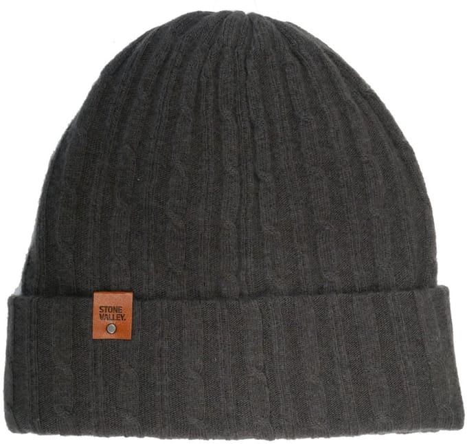 Stone Valley Dames Muts van 100% Wol in Bruin met Kabel Patroon
