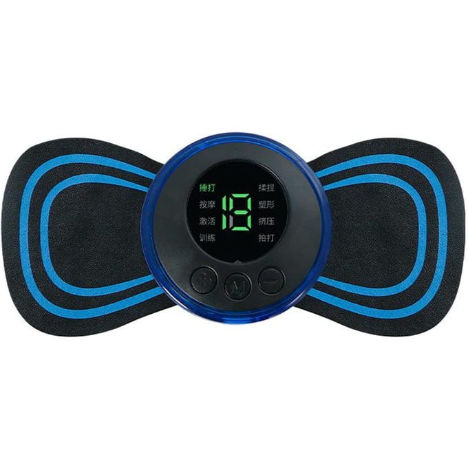 Elektrische EMS Nek Massager Mini Cervicale Rug Patch Stimulator Massageador Mat Draagbaar Gel Pad Stickers Slank black