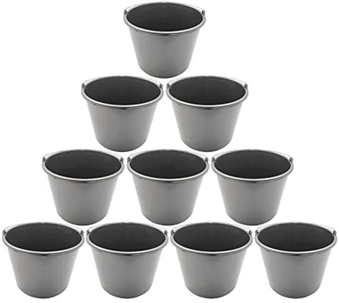 Stabiele Bouwemmer 16L - Multifunctionele Emmer voor Mortel en Water - Set van 10 Stuks