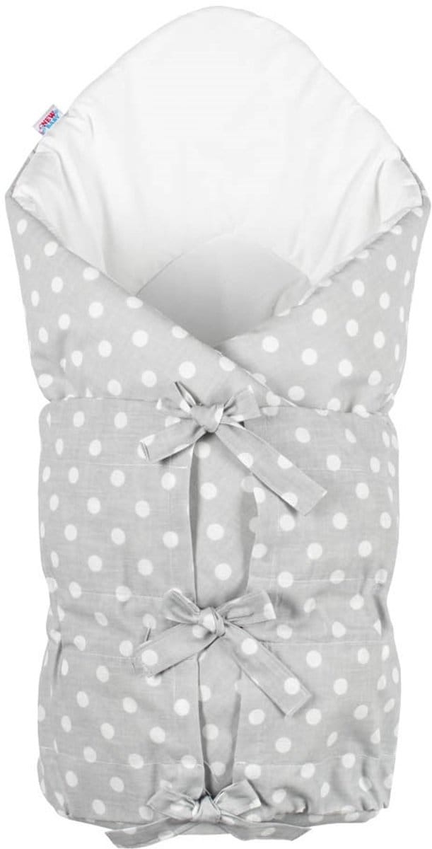 New Baby inbakerdoek grijs met stippen 70x70 cm - Inbakerzak