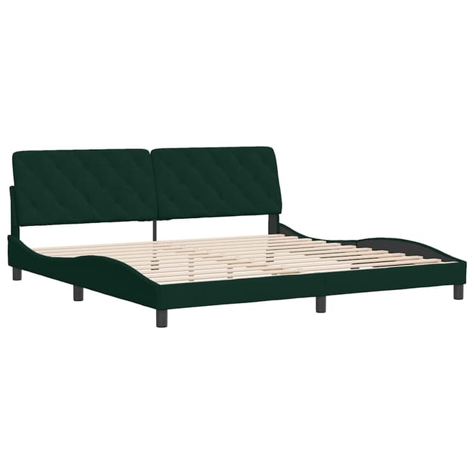 vidaXL - Bedframe - zonder - matras - 200x200 - cm - fluweel - donkergroen