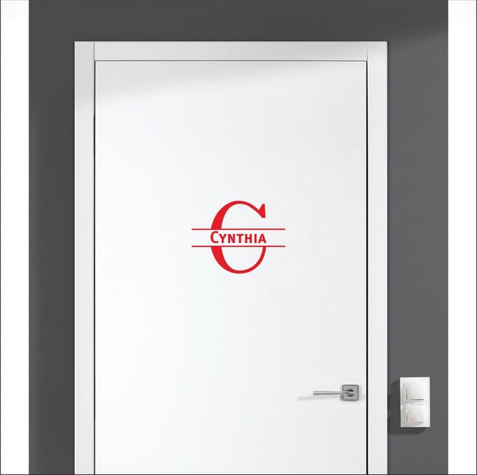 Deursticker Met Naam -  Cynthia - Rood