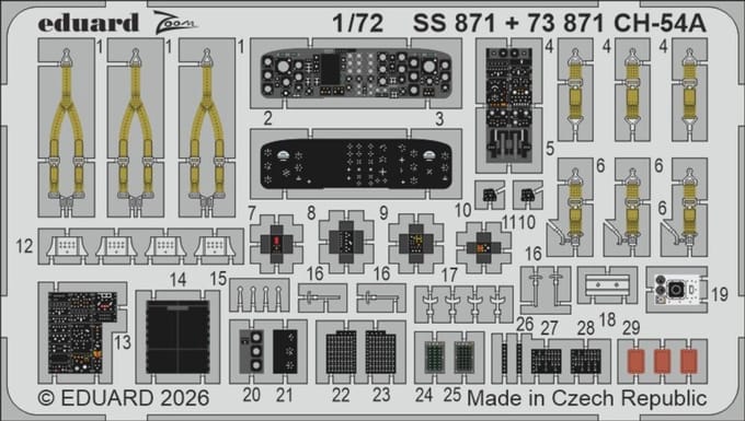 Eduard Modelbouwdecoratie - SS871 Accessoires - Zoom Set voor Sikorsky CH-54A Tarhe - Photo-etch